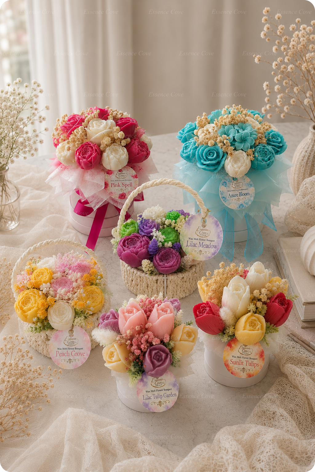Wax Flower Candle Bouquet Collection