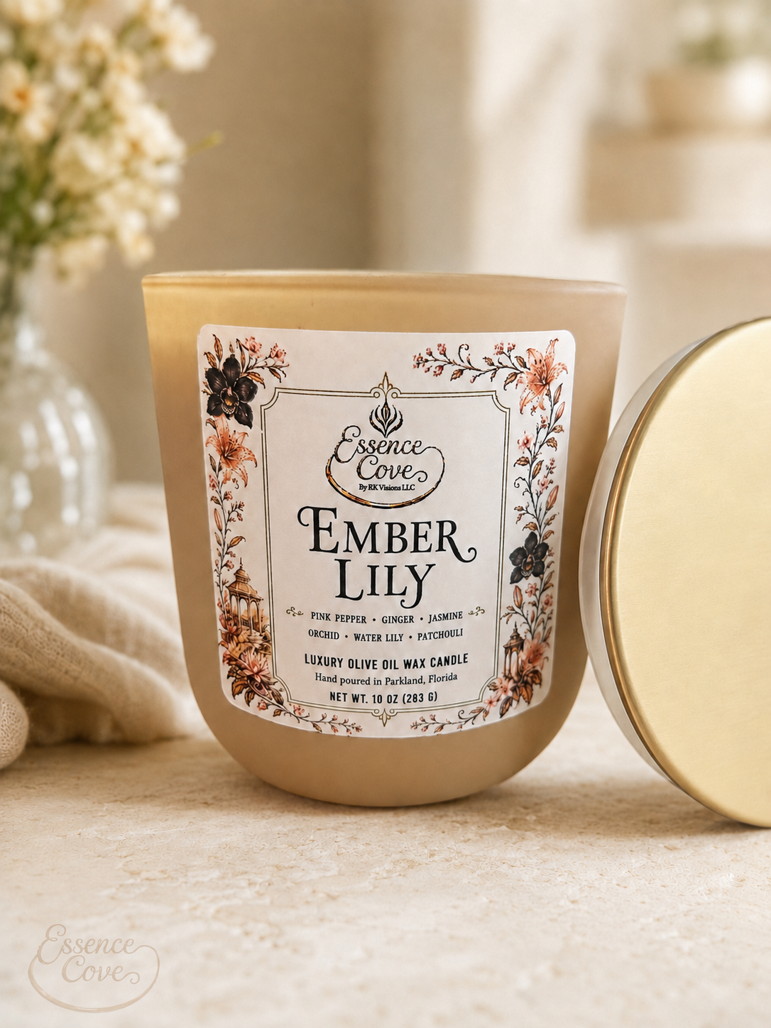 Ember Lily Luxury Olive Oil Wax Candle – 10 oz