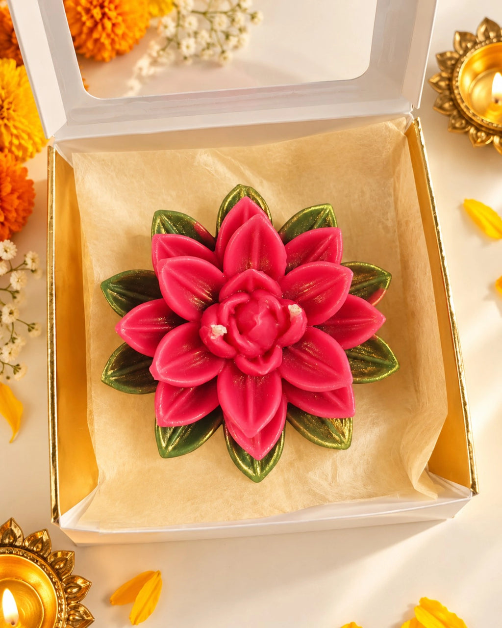 Gulabi Kamal (Pink Lotus) Diwali Pillar Candle