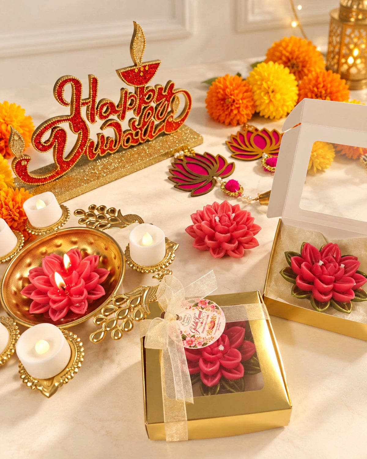 Gulabi Kamal (Pink Lotus) Diwali Pillar Candle