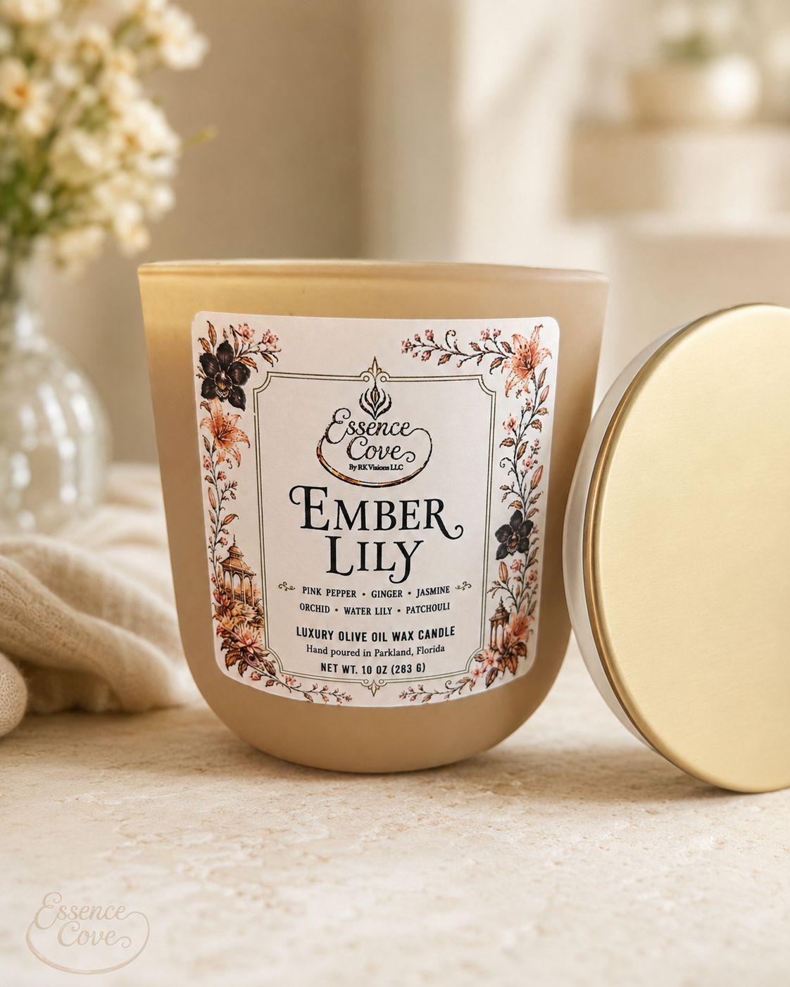 Ember Lily Luxury Olive Oil Wax Candle - 10oz