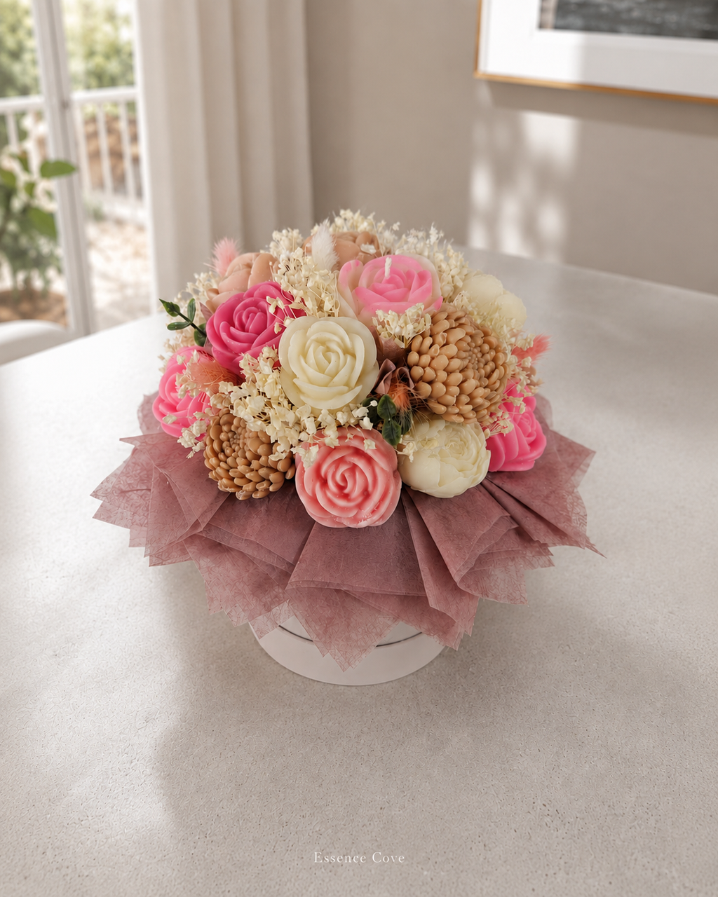 Blush Haven Scented Wax Flower Candle Bouquet Box