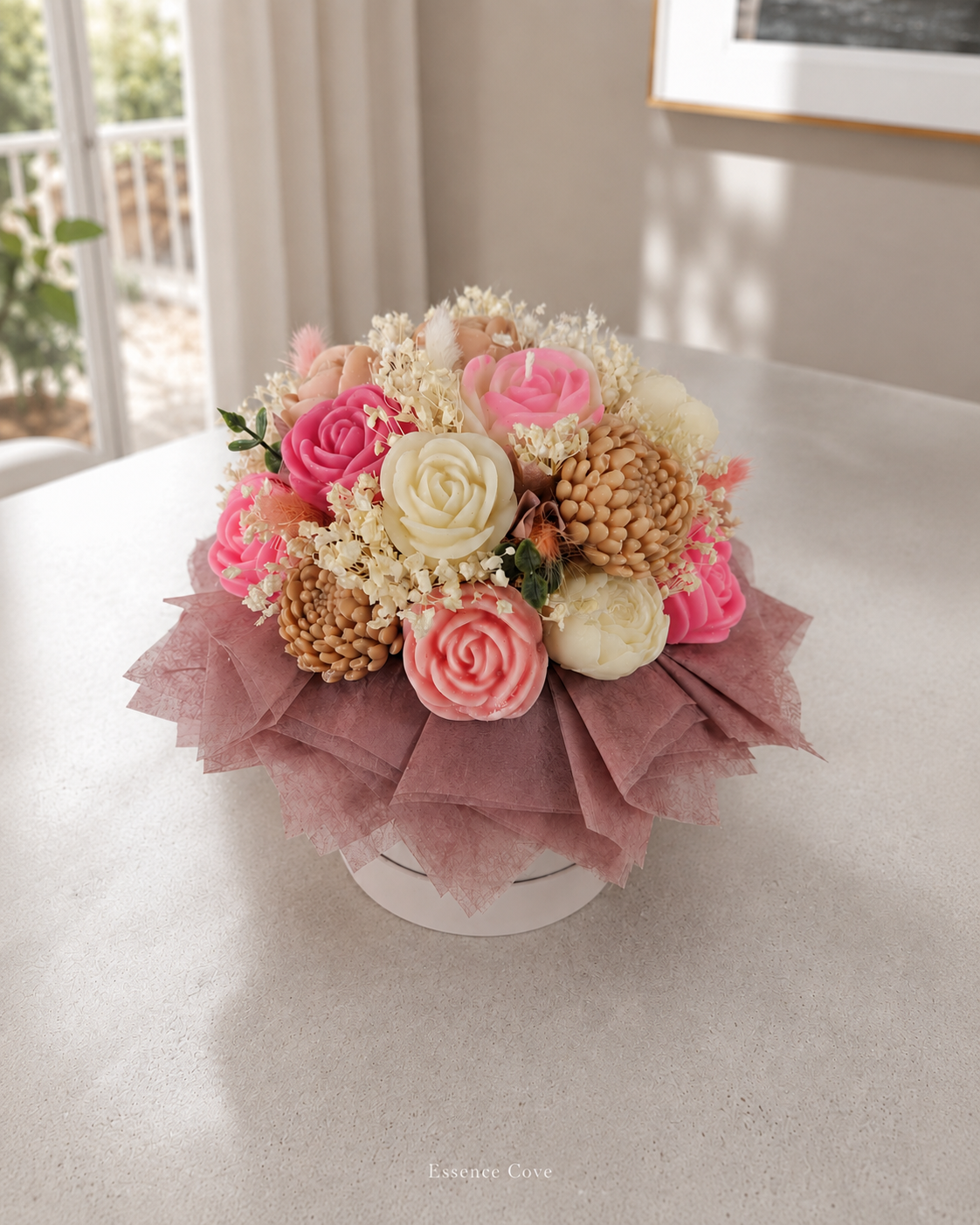 Blush Haven Scented Wax Flower Candle Bouquet Box