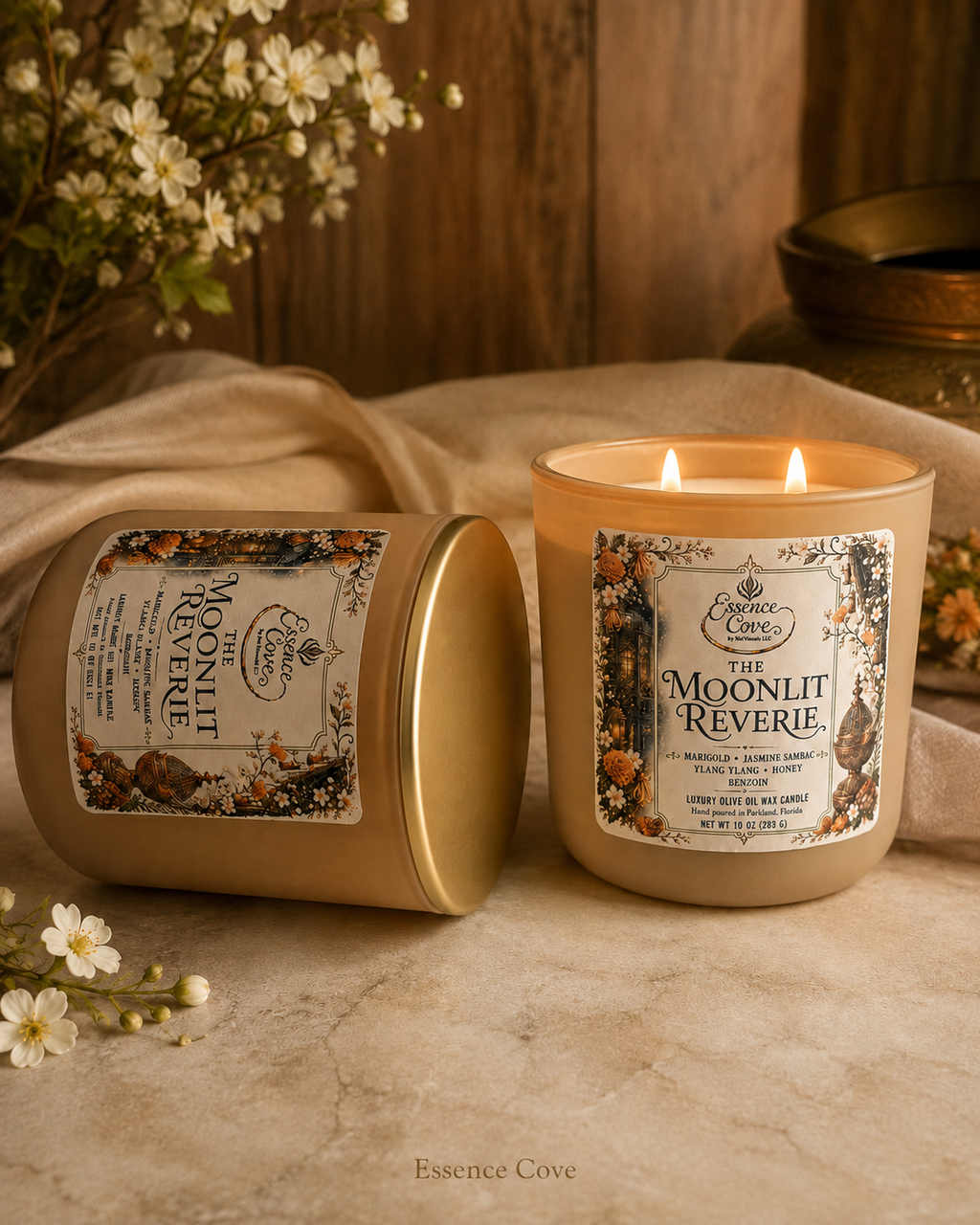 The Moonlit Reverie Luxury Olive Oil Wax Candle – 10 oz