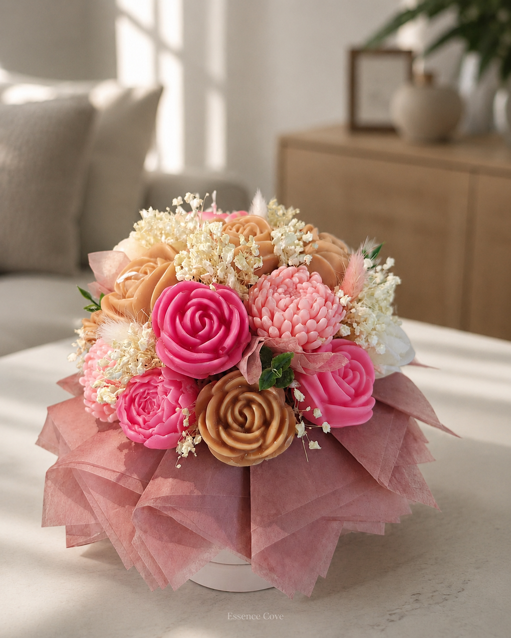 Blush Haven Scented Wax Flower Candle Bouquet Box