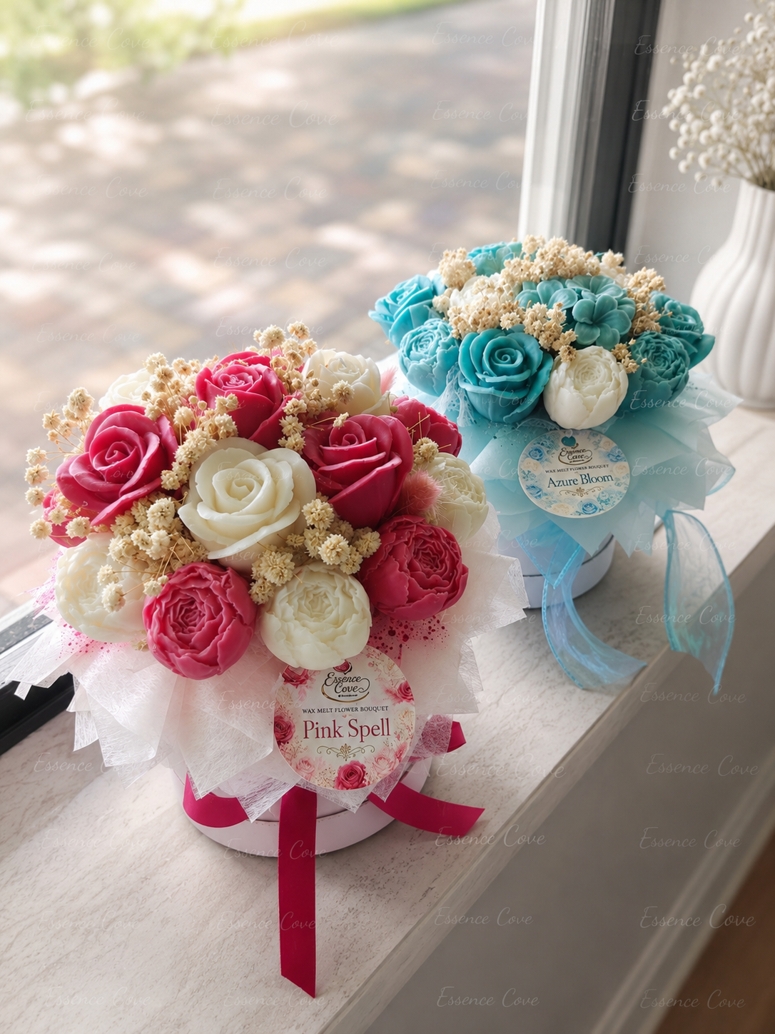 Wax Flower Boxes | Hand poured Coconut Soy Floral Bouquet