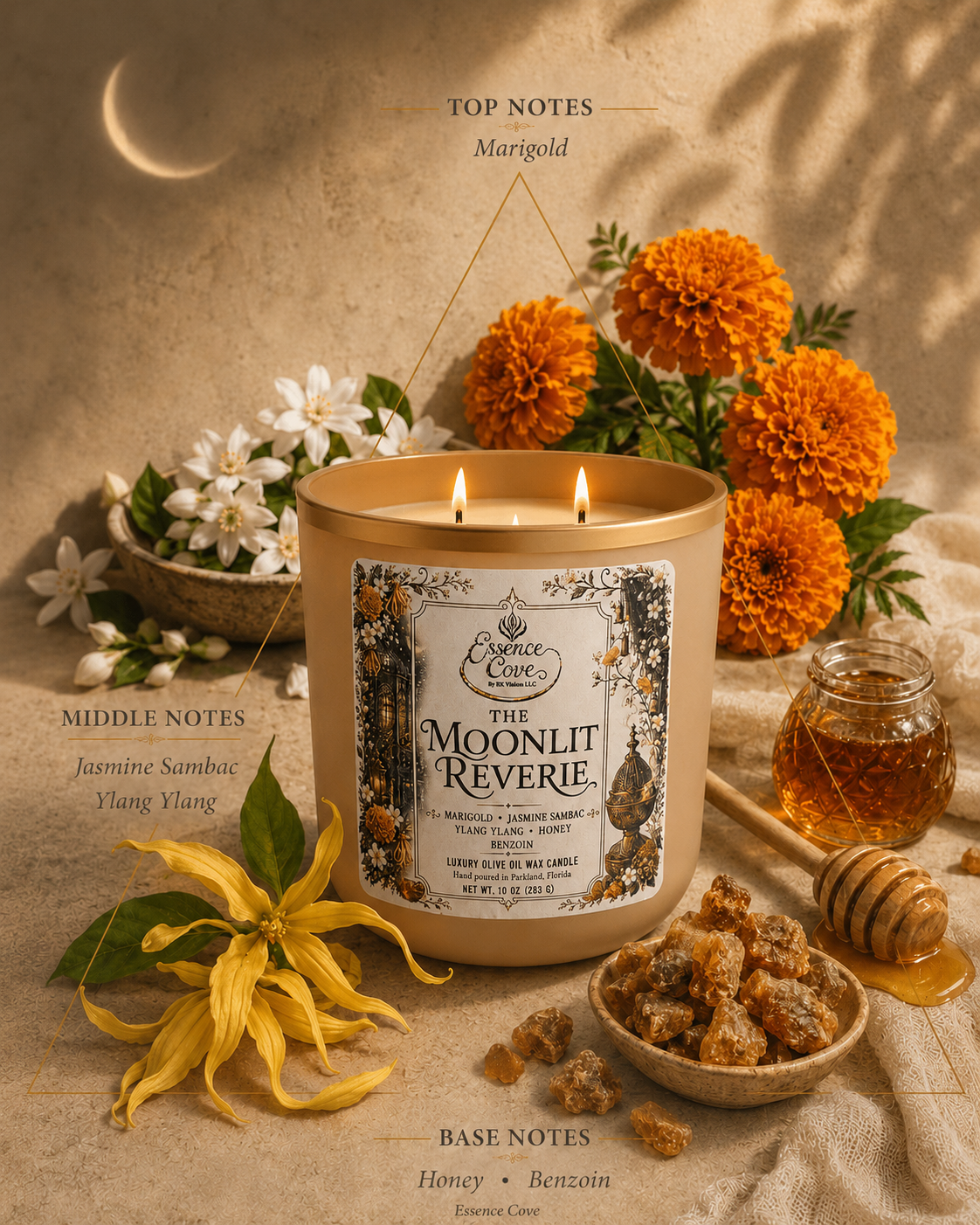 The Moonlit Reverie Luxury Olive Oil Wax Candle – 10 oz