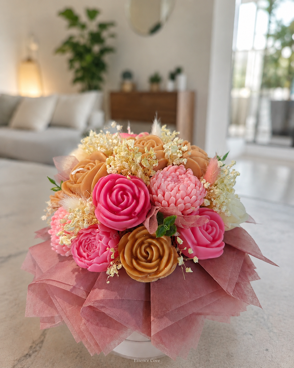 Blush Haven Scented Wax Flower Candle Bouquet Box