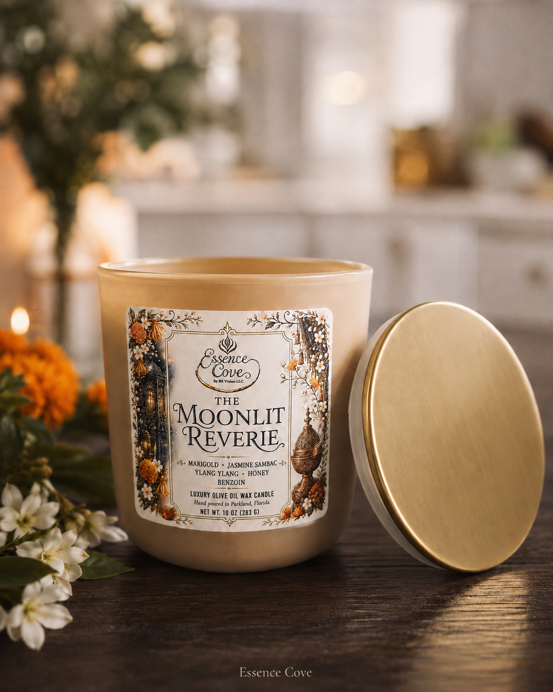 The Moonlit Reverie Luxury Olive Oil Wax Candle – 10 oz
