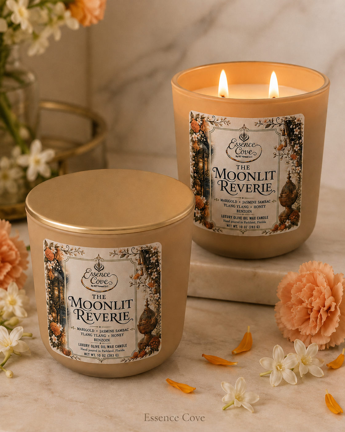 The Moonlit Reverie Luxury Olive Oil Wax Candle – 10 oz
