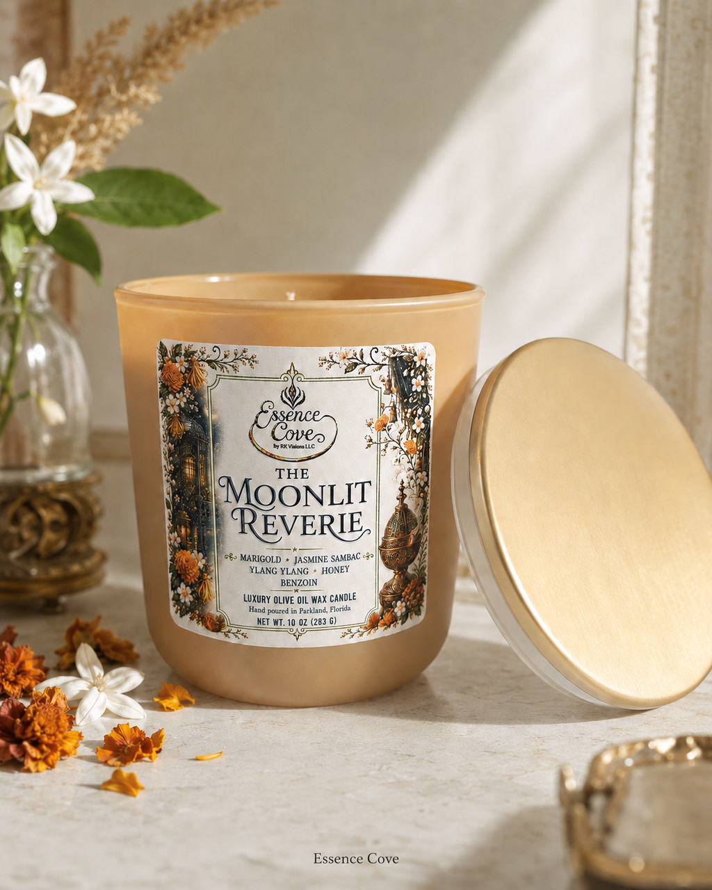 The Moonlit Reverie Luxury Olive Oil Wax Candle – 10 oz
