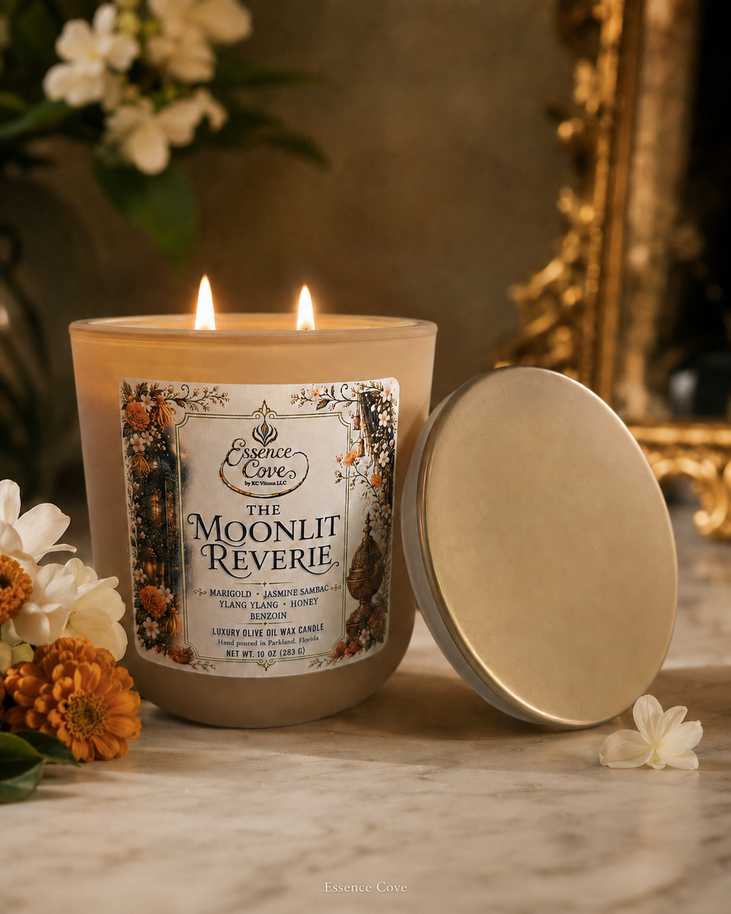 The Moonlit Reverie Luxury Olive Oil Wax Candle – 10 oz