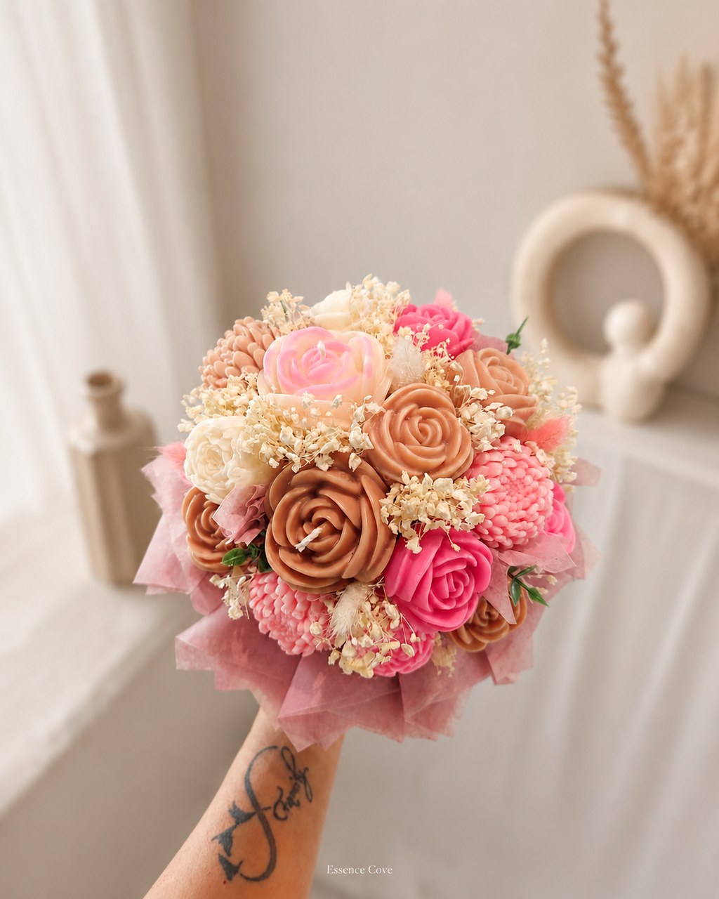 Blush Haven Scented Wax Flower Candle Bouquet Box