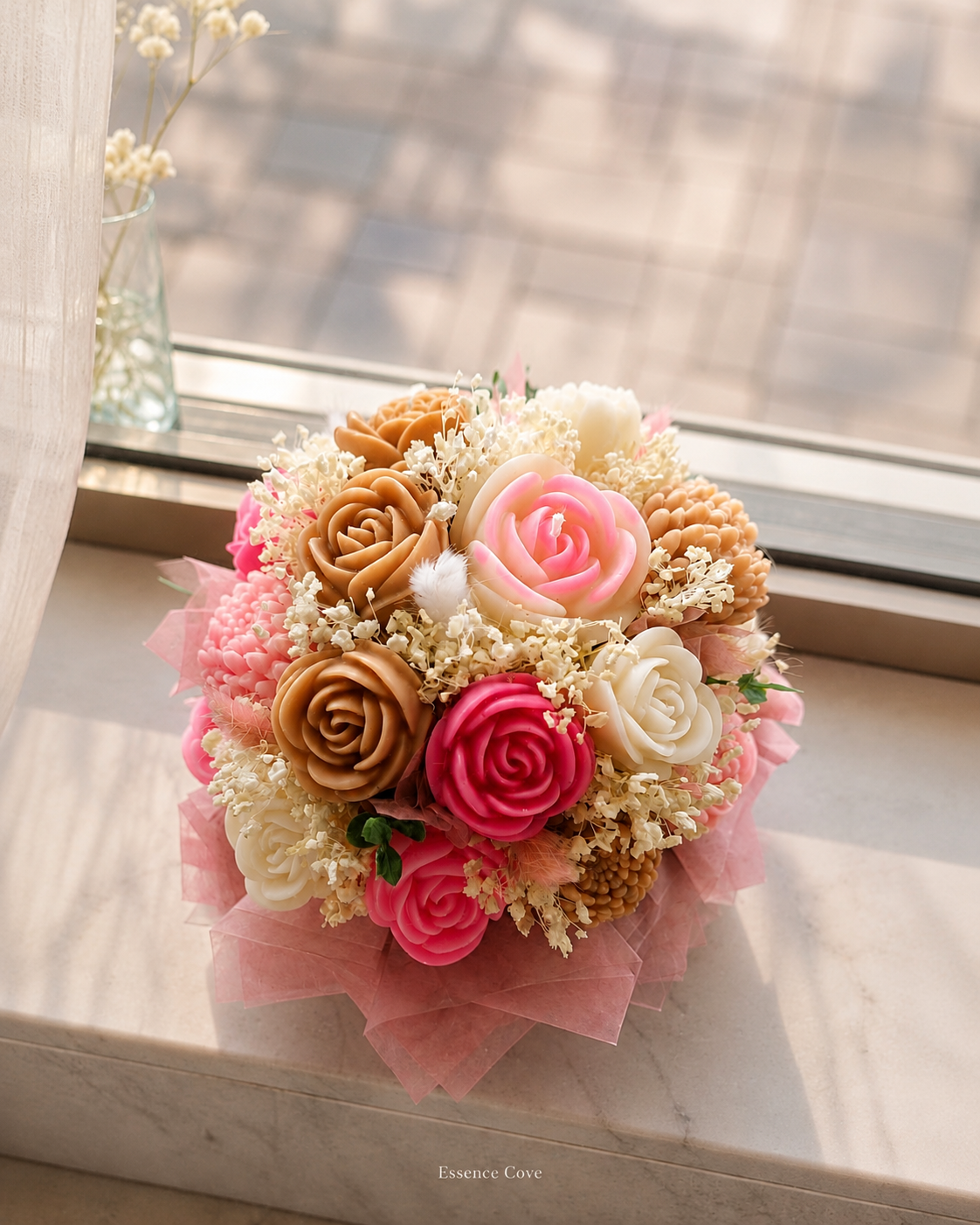 Blush Haven Scented Wax Flower Candle Bouquet Box