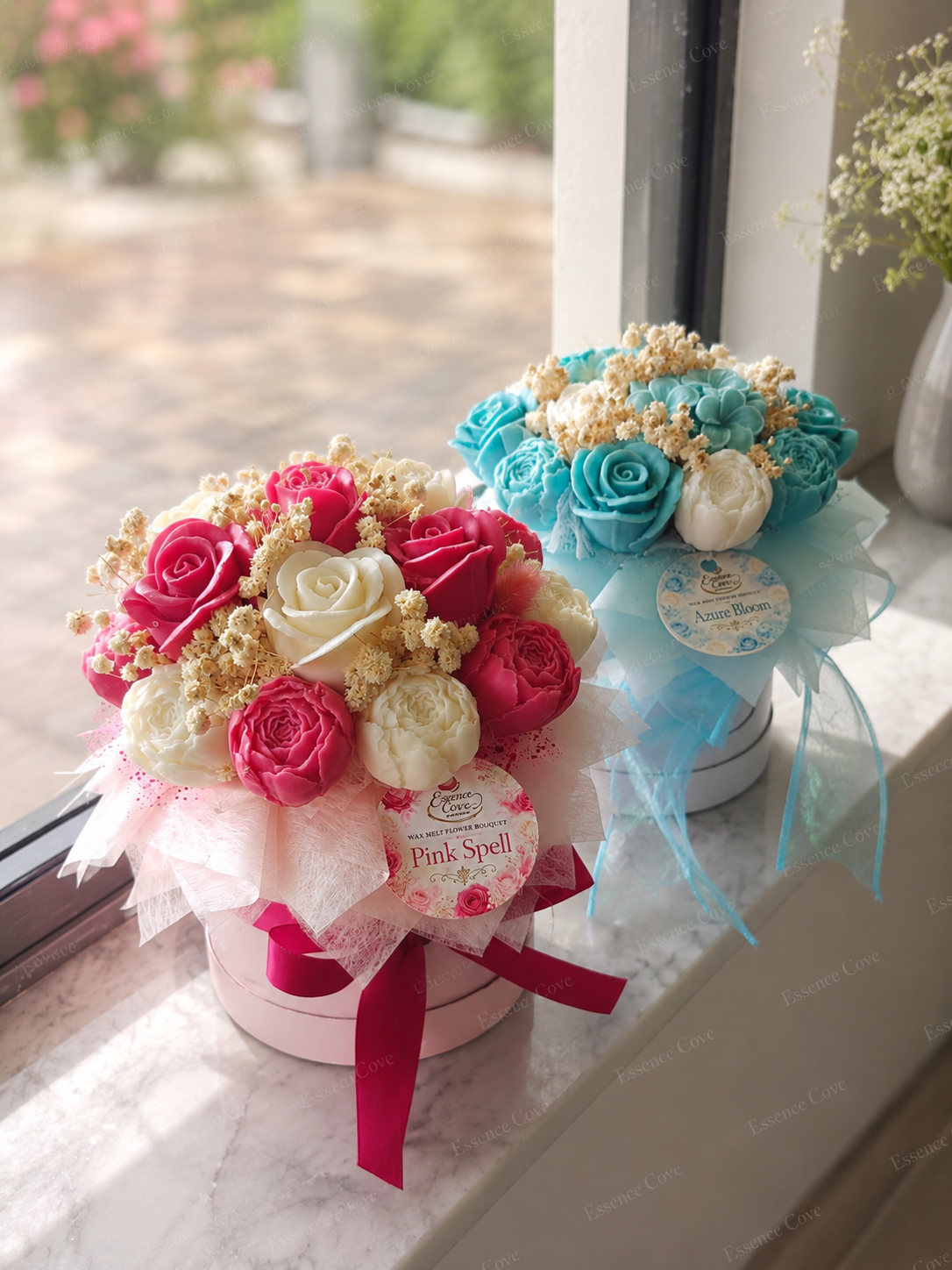 Wax Flower Boxes | Hand poured Coconut Soy Floral Bouquet