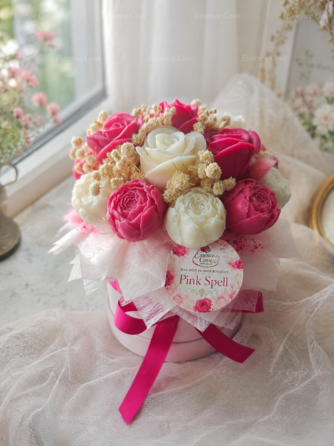 Wax Flower Boxes | Hand poured Coconut Soy Floral Bouquet