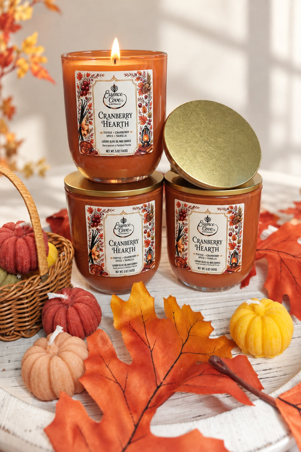 Cranberry Hearth Olive Oil Wax Candle – 5 oz