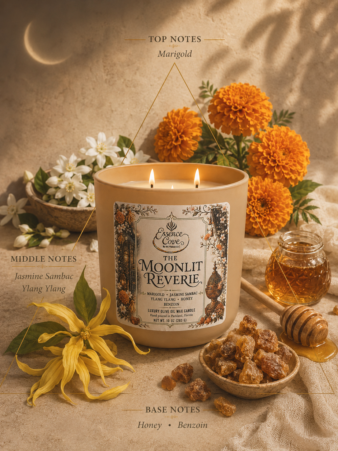 The Moonlit Reverie Luxury Olive Oil Wax Candle - 10oz