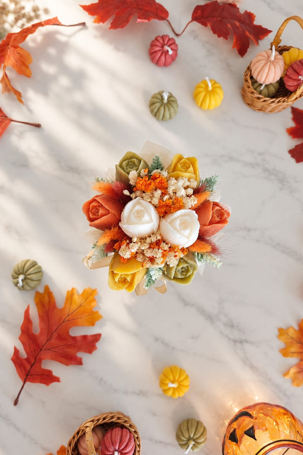 Autumn Cashmere Bloom- Scented Wax Flower Tulip Bouquet Jars