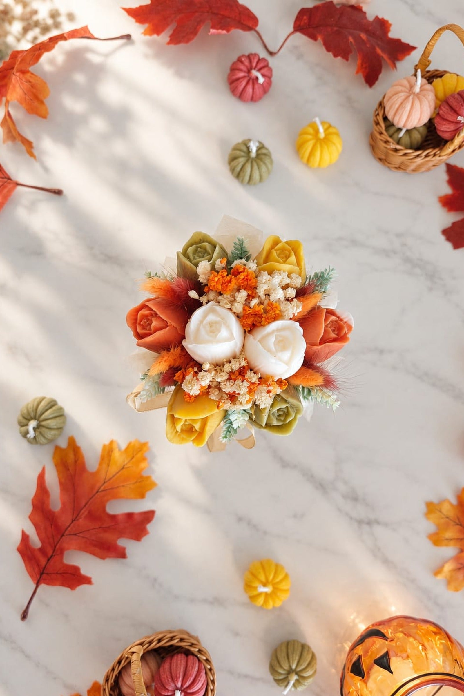 Autumn Cashmere Bloom- Scented Wax Flower Tulip Bouquet Jars