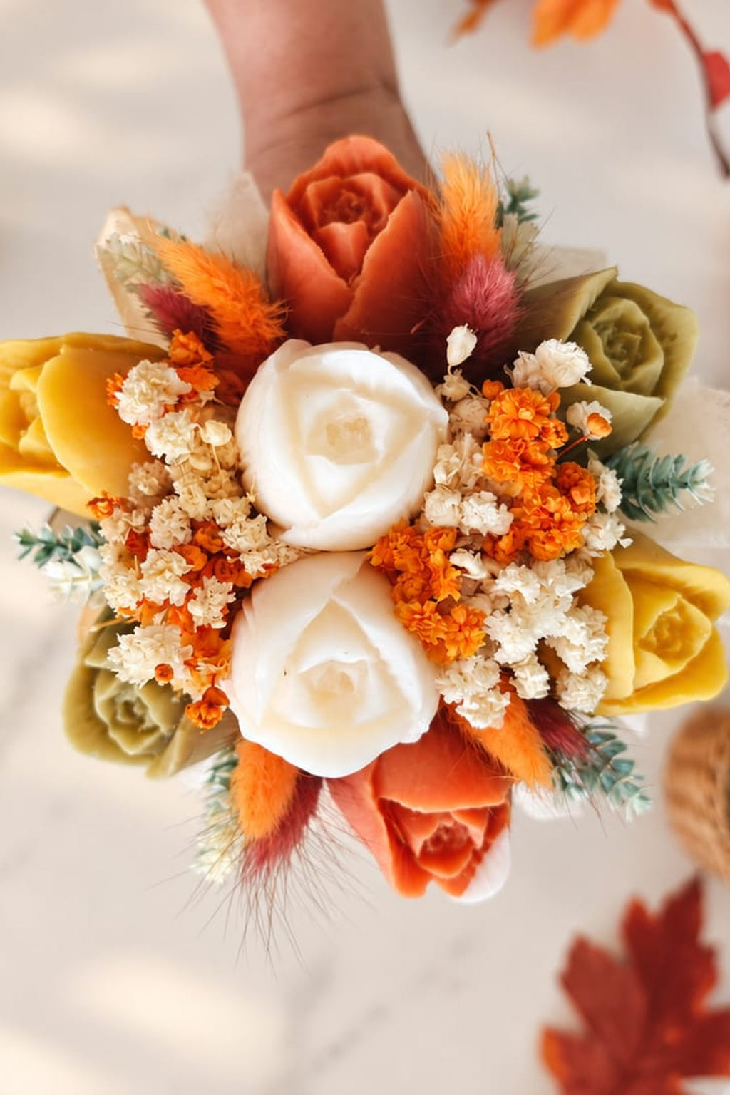 Autumn Cashmere Bloom- Scented Wax Flower Tulip Bouquet Jars