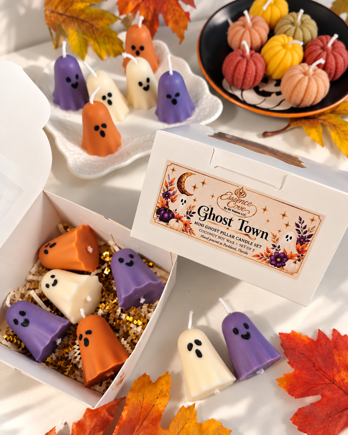 Ghost Town Candle Set - Halloween Pillar Candles