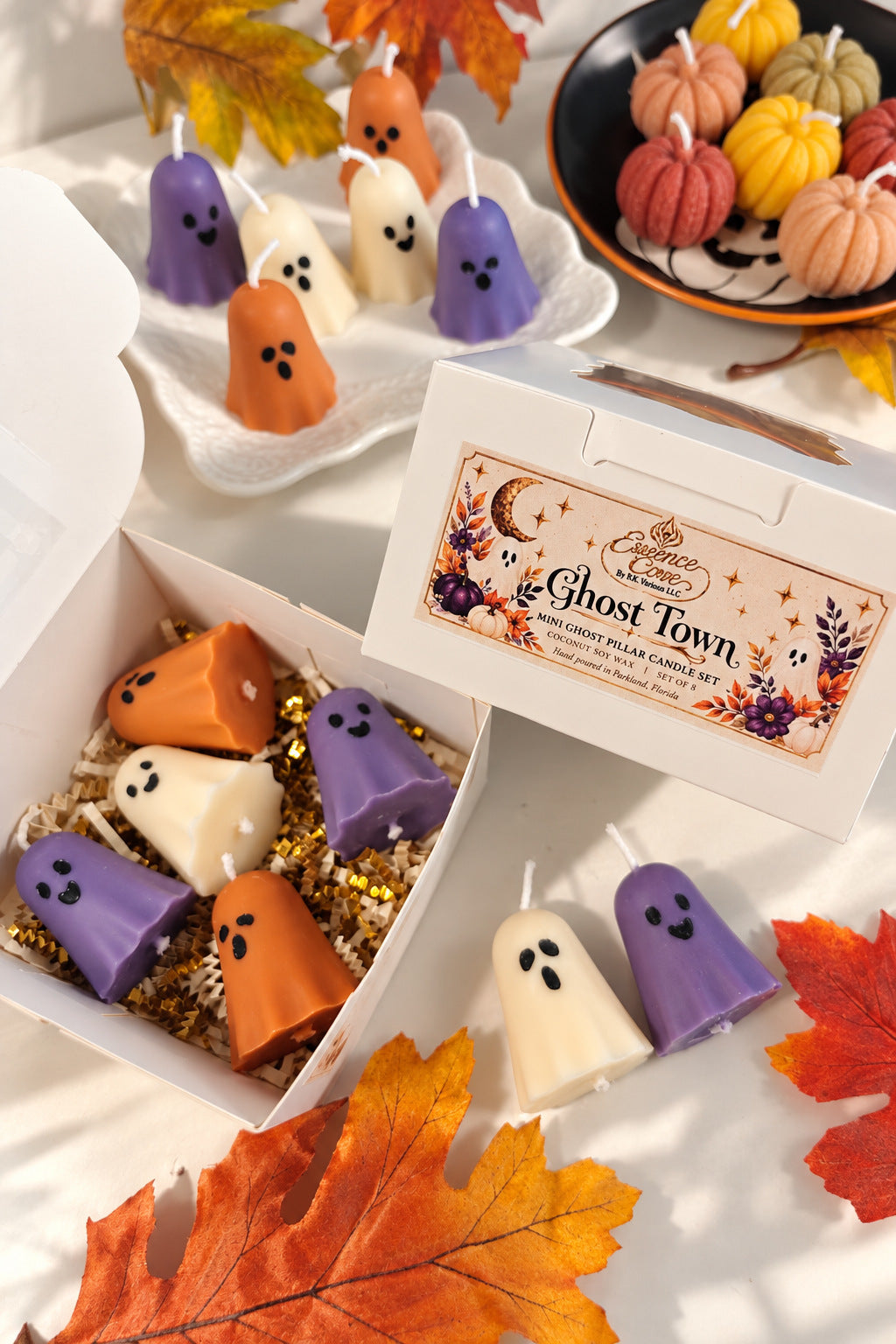 Ghost Town Candle Set - Halloween Pillar Candles