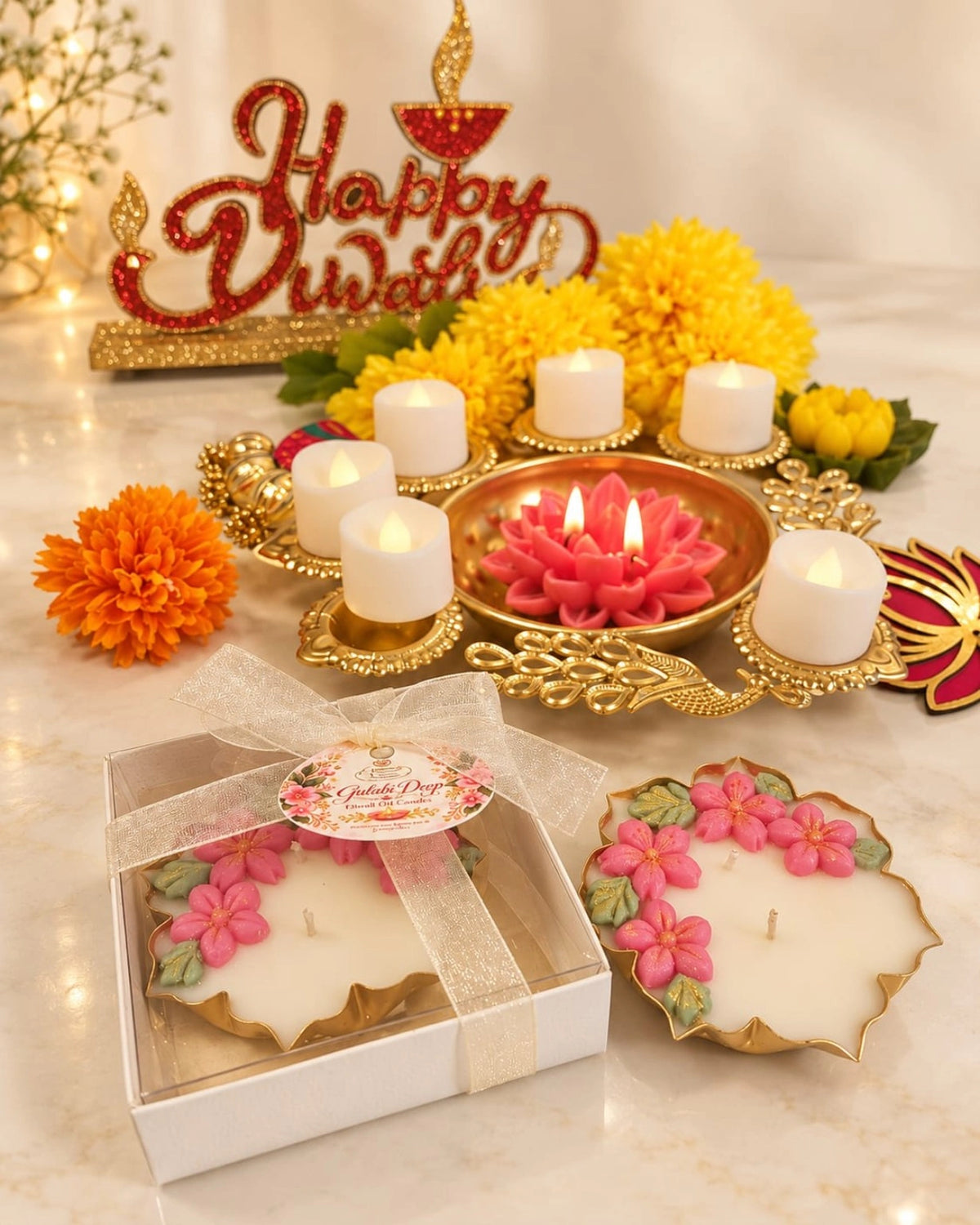 Gulabi Deep Diwali Urli Candle