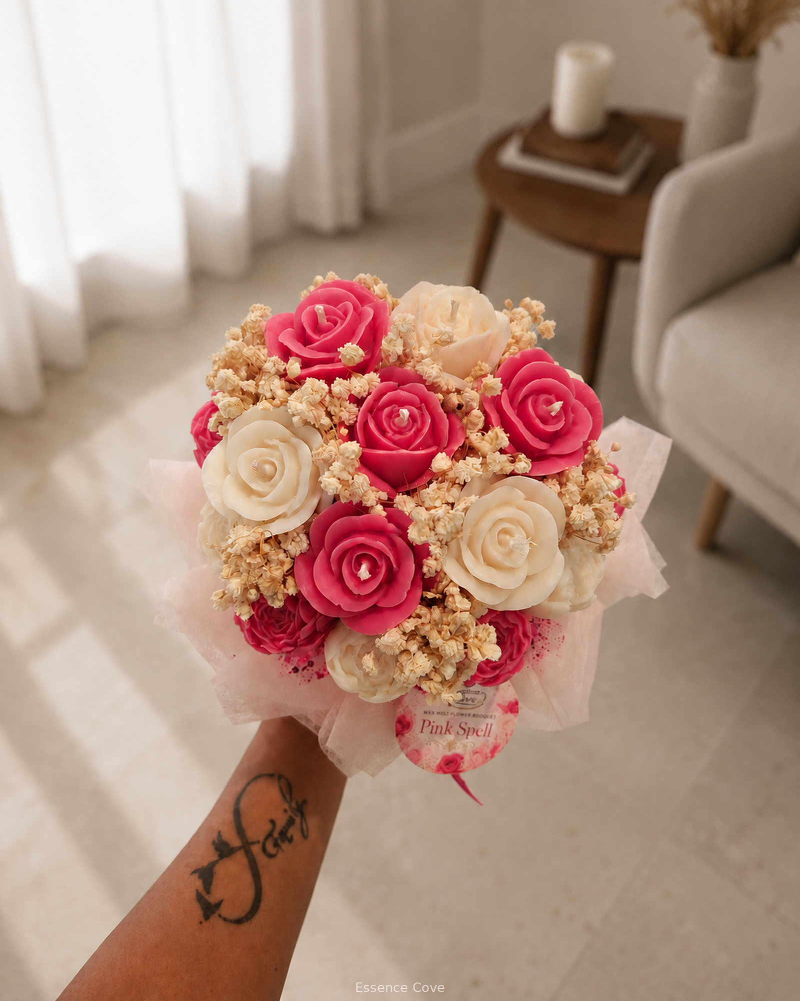 Pink Spell Scented Wax Flower Candle Bouquet Box