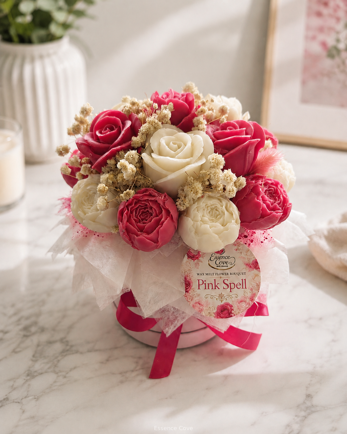 Pink Spell Scented Wax Flower Candle Bouquet Box