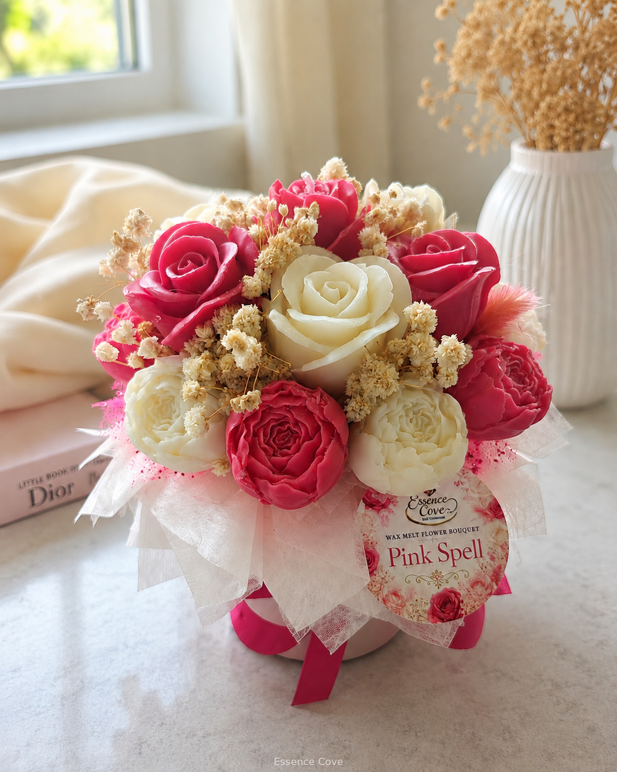 Pink Spell Scented Wax Flower Candle Bouquet Box