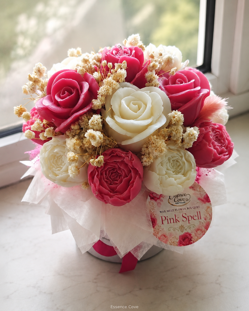 Pink Spell Scented Wax Flower Candle Bouquet Box