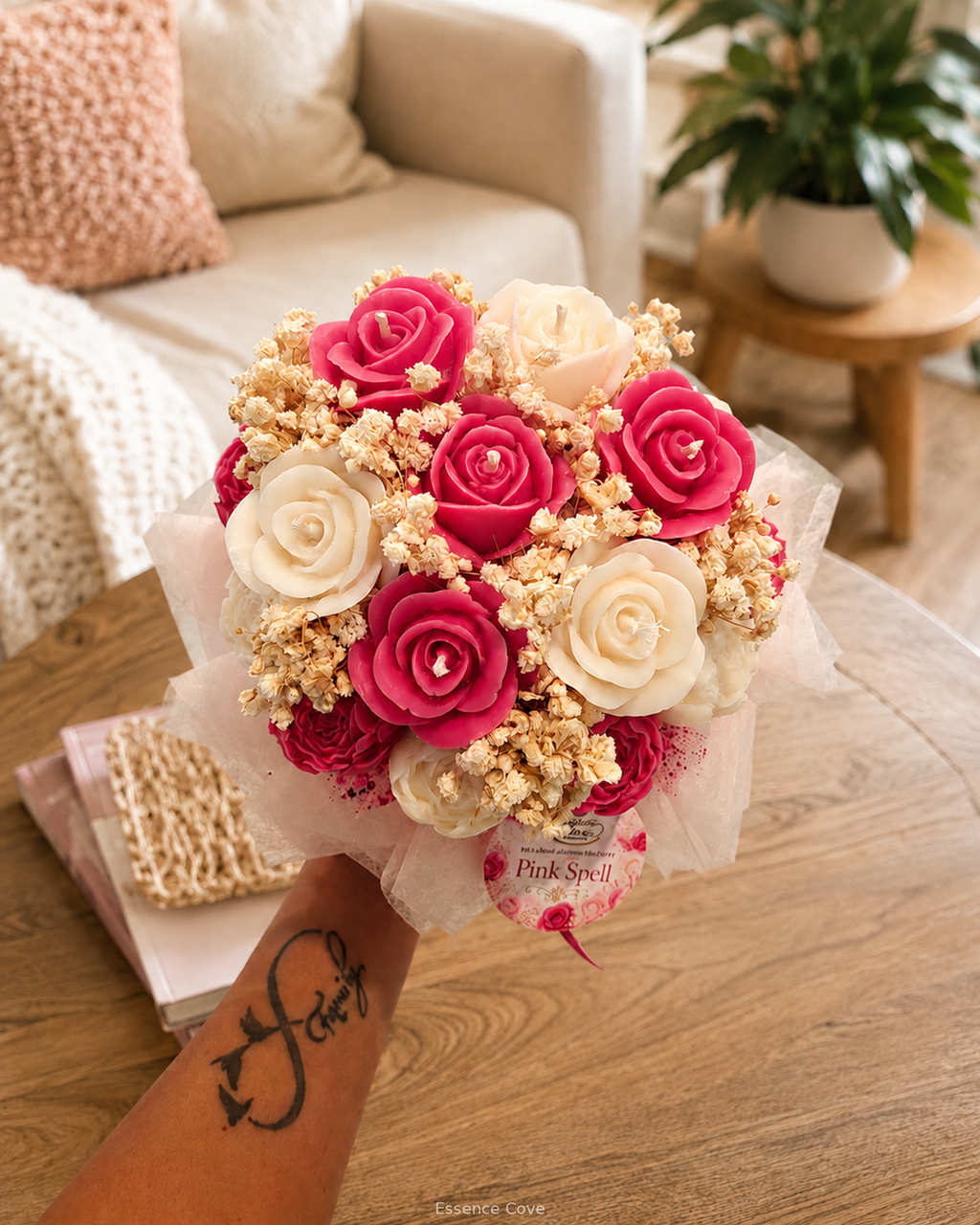 Pink Spell Scented Wax Flower Candle Bouquet Box