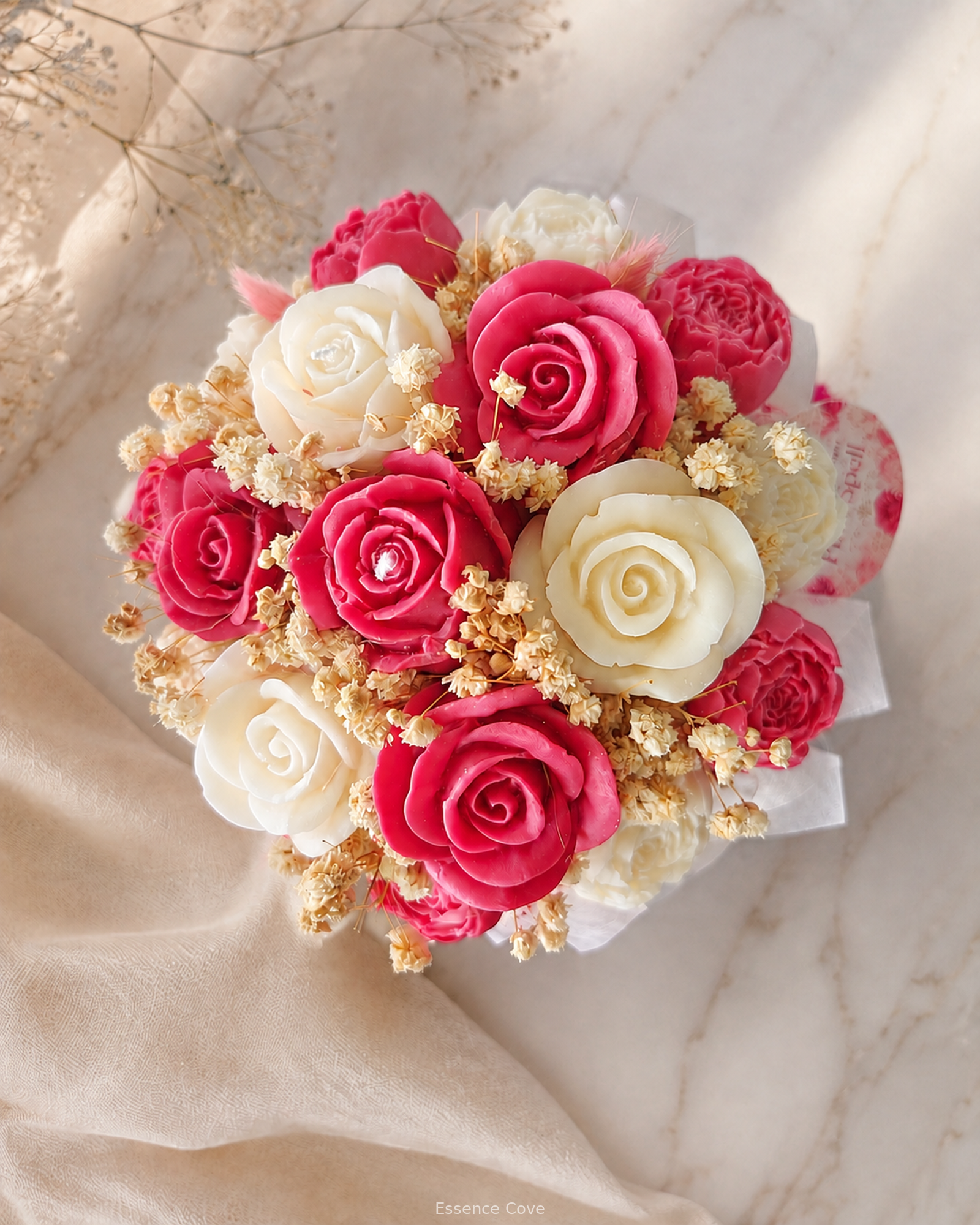 Pink Spell Scented Wax Flower Candle Bouquet Box