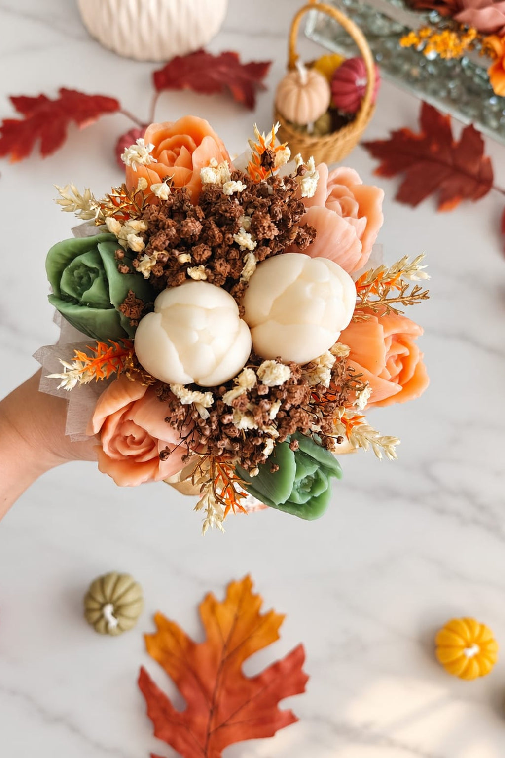 Praline Bloom- Scented Wax Flower Tulip Bouquet Jars