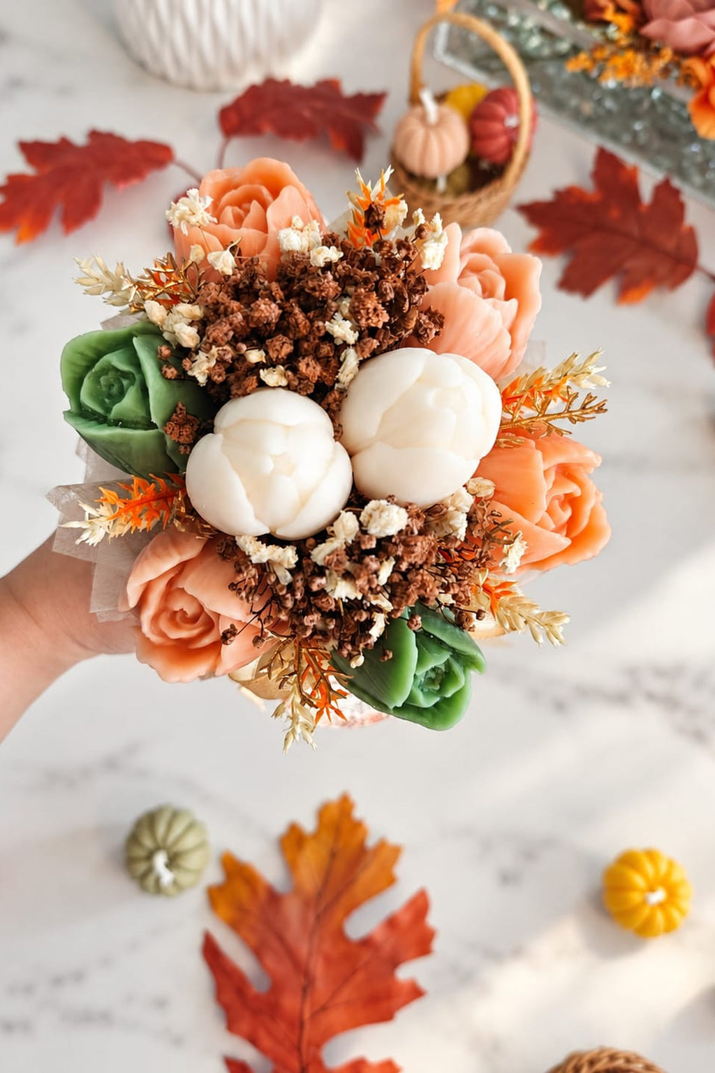 Praline Bloom- Scented Wax Flower Tulip Bouquet Jars