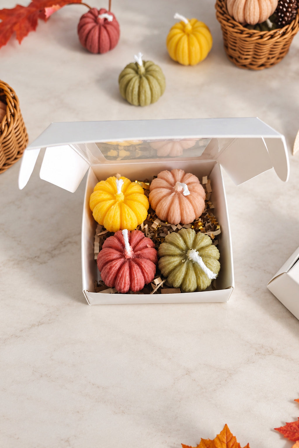 Pumpkin Candle Set - Fall Pillar Candles