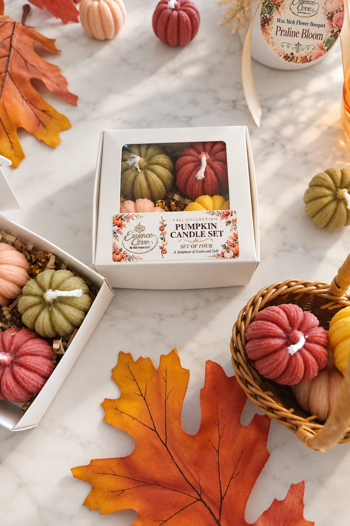 Pumpkin Candle Set - Fall Pillar Candles