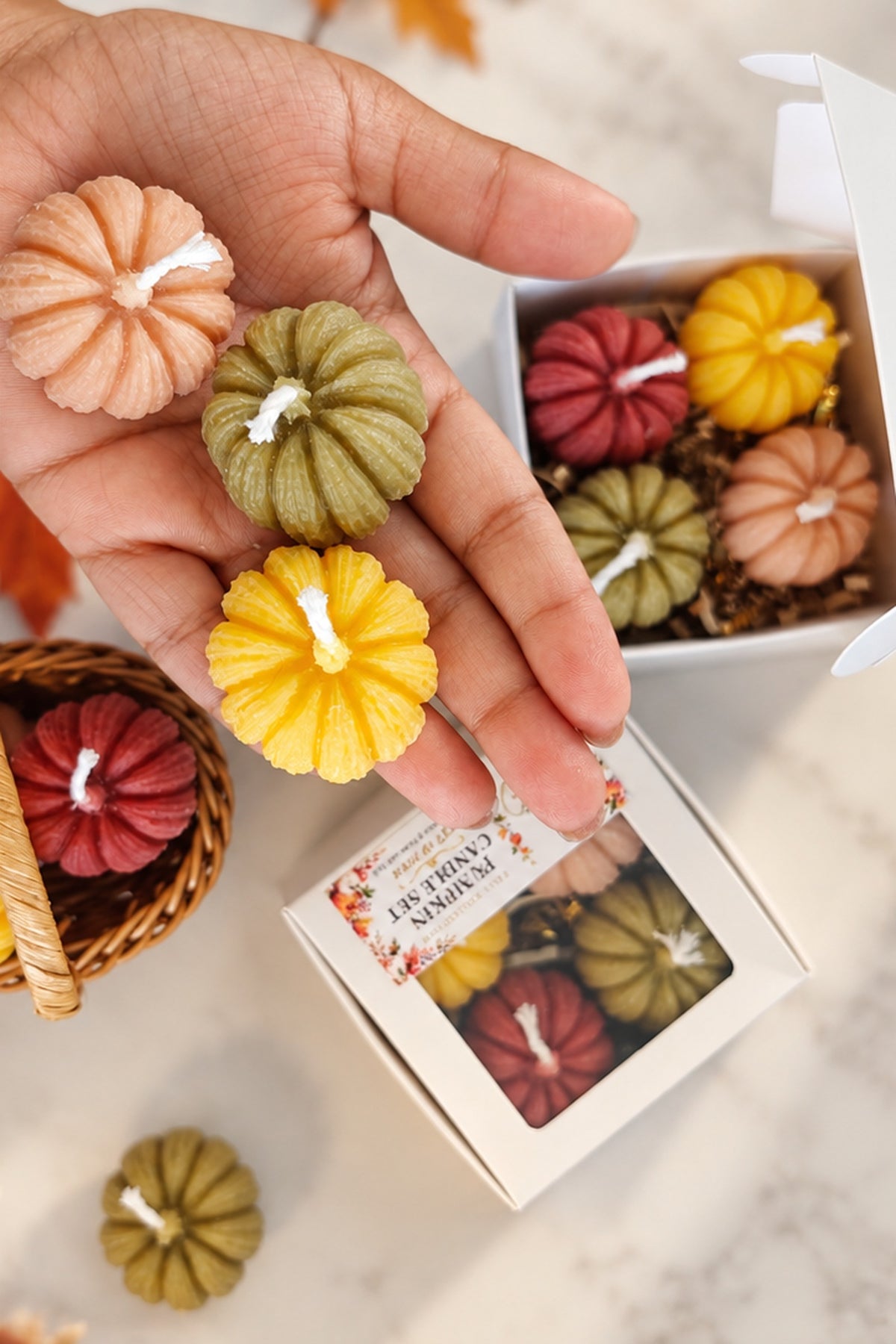 Pumpkin Candle Set - Fall Pillar Candles