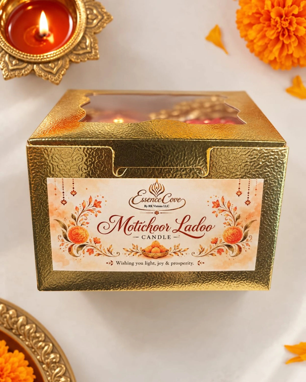 Motichoor Ladoo Diwali Pillar Candle Set