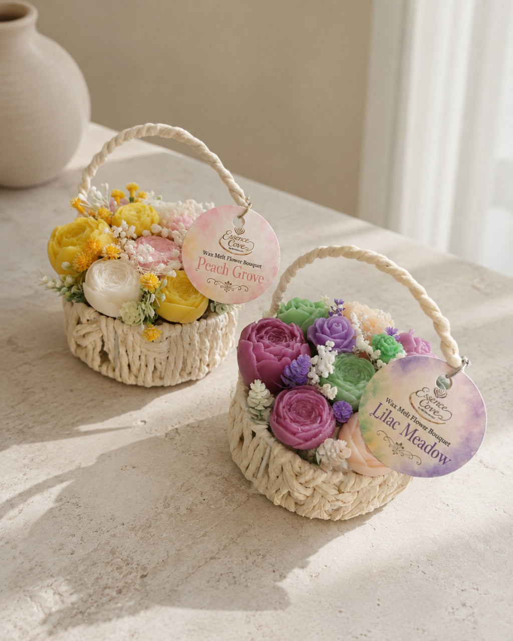 Scented Wax Flower Bouquet Baskets