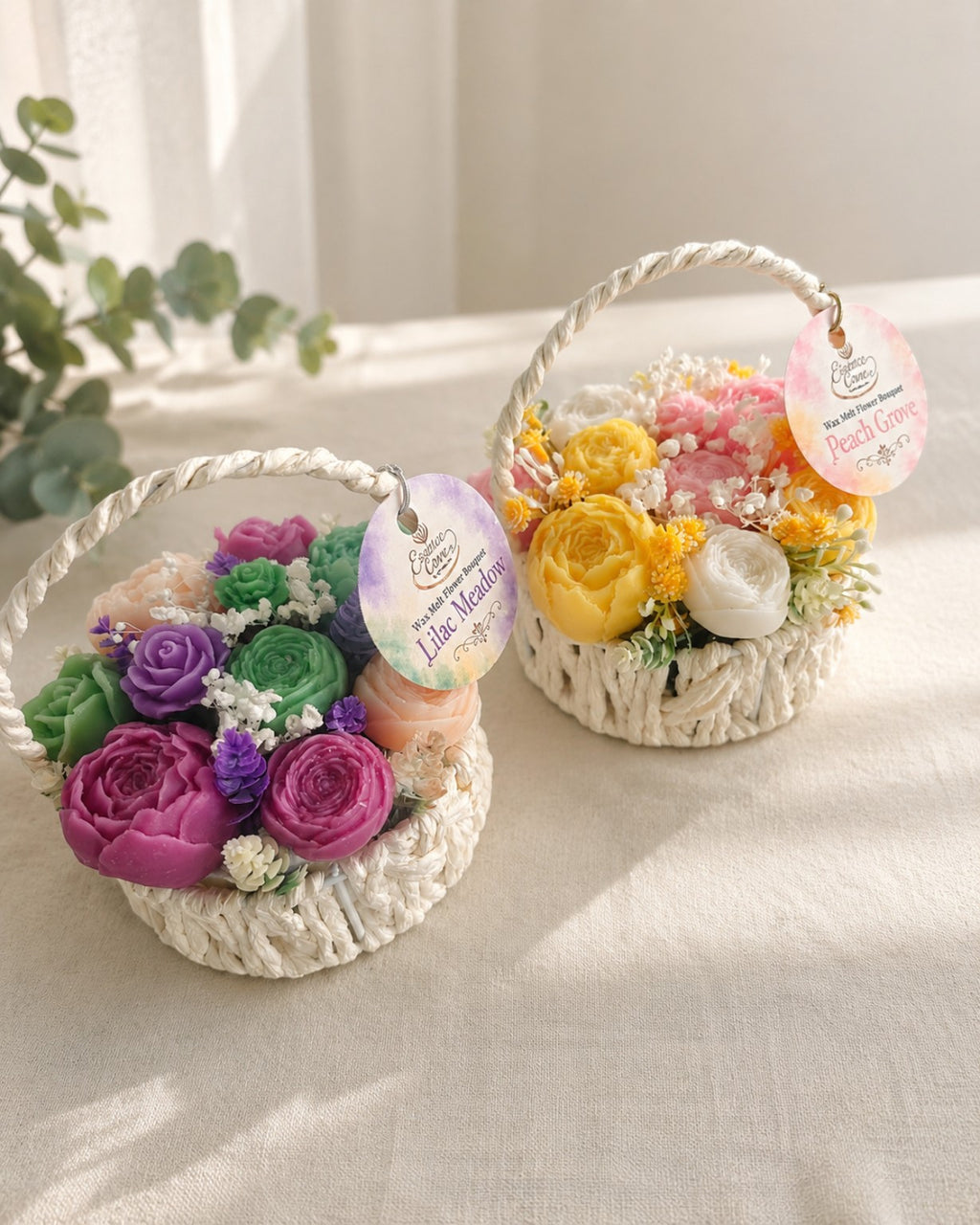 Scented Wax Flower Bouquet Baskets