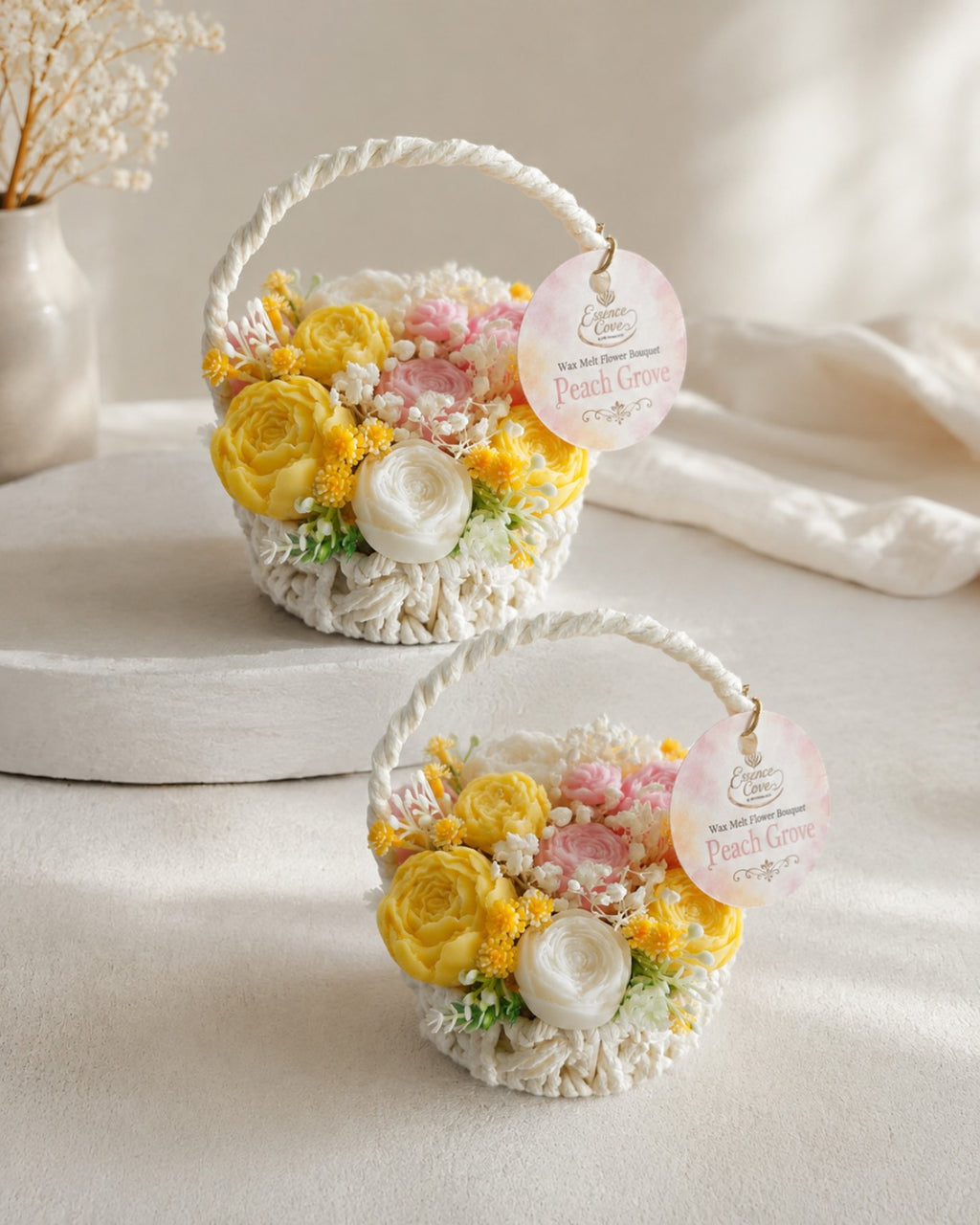 Scented Wax Flower Bouquet Baskets