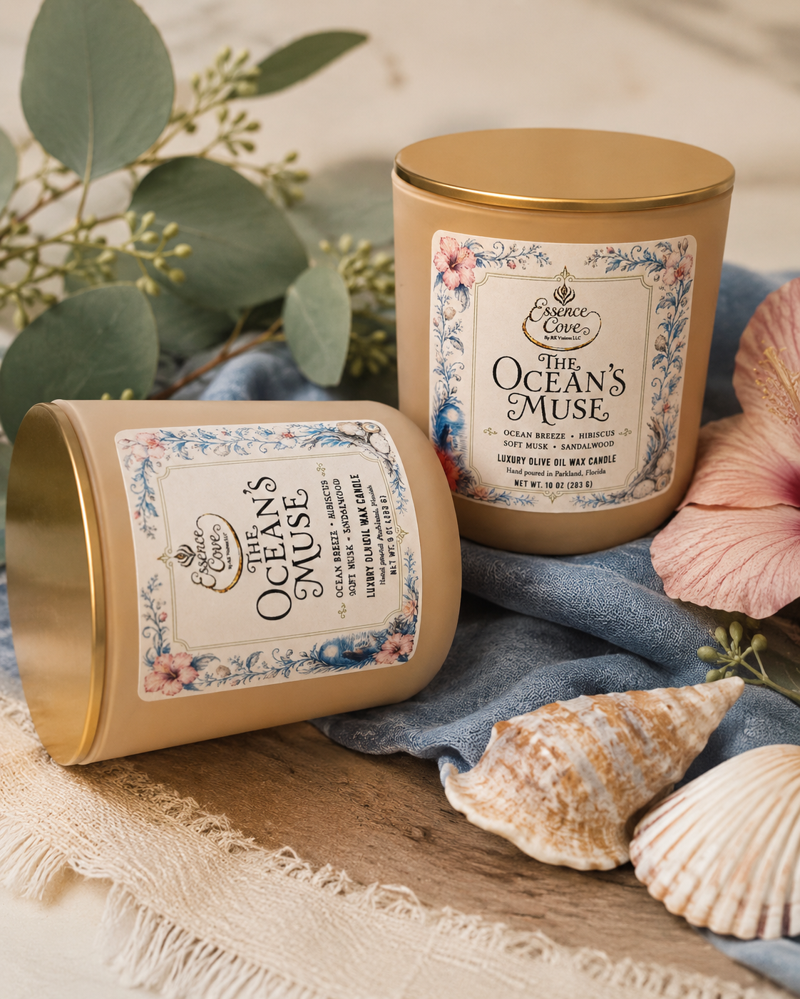 The Ocean’s Muse Luxury Olive Oil Wax Candle – 10 oz