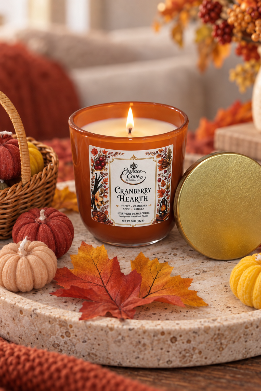 Cranberry Hearth Olive Oil Wax Candle – 5 oz
