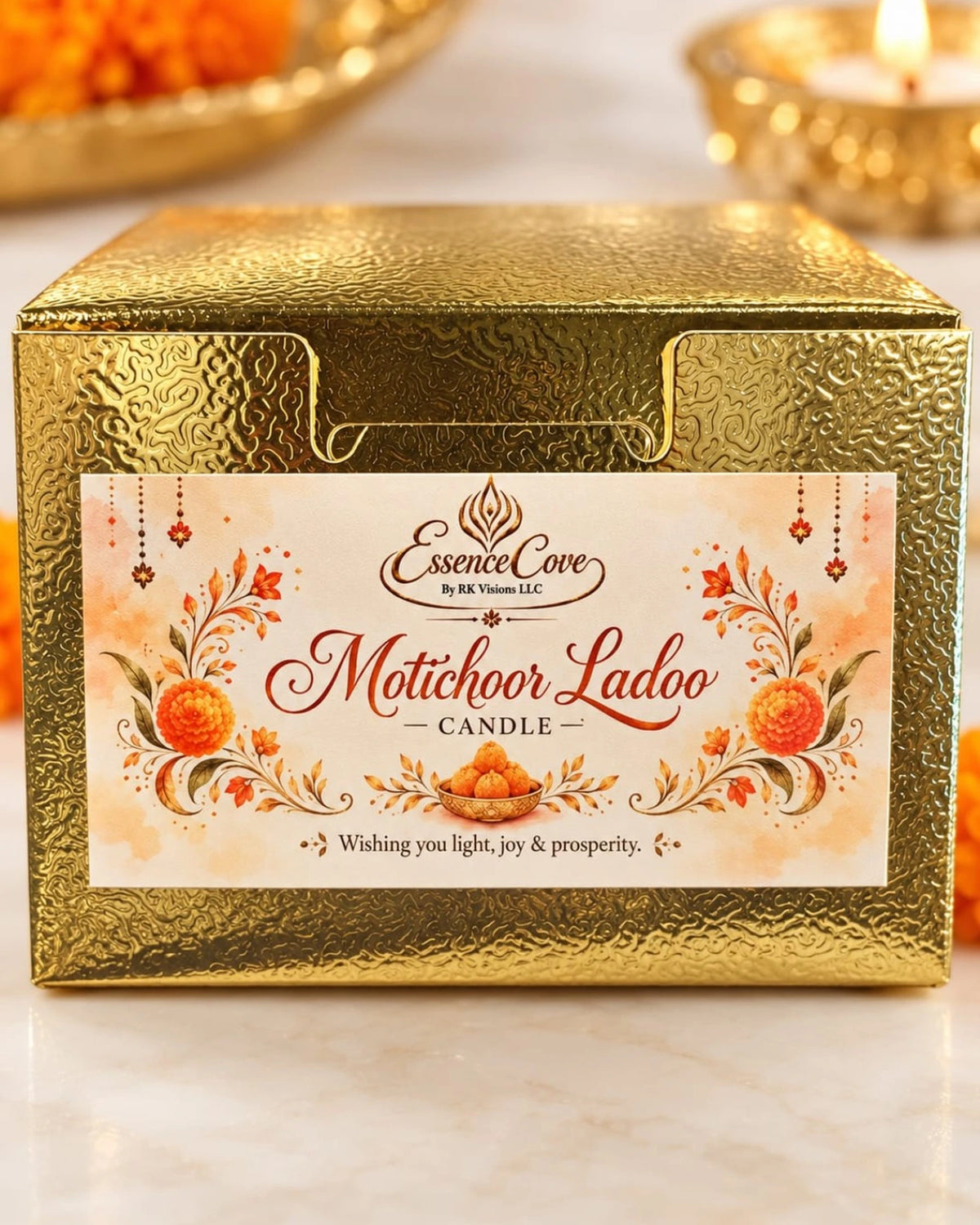 Motichoor Ladoo Diwali Pillar Candle Set