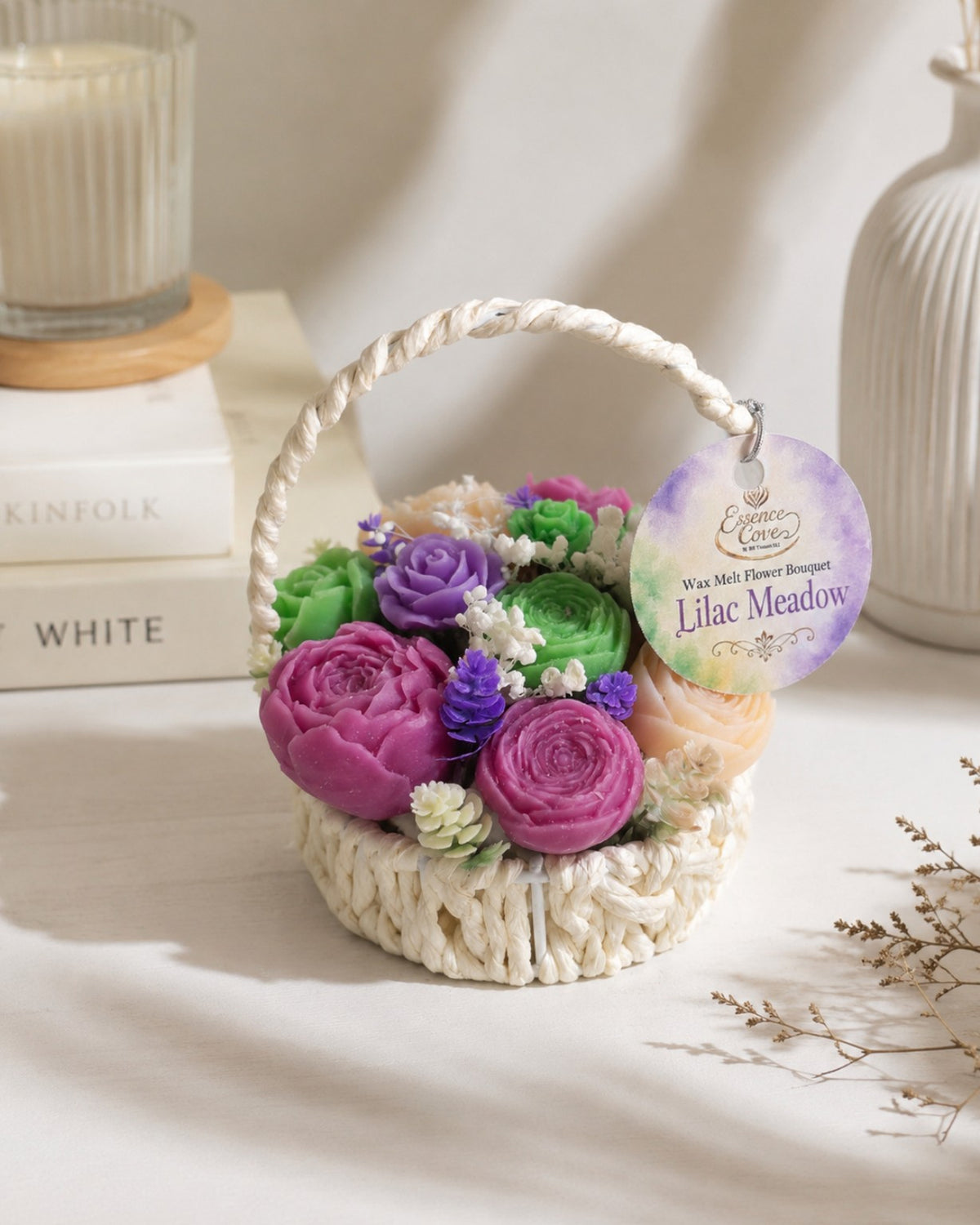 Scented Wax Flower Bouquet Baskets