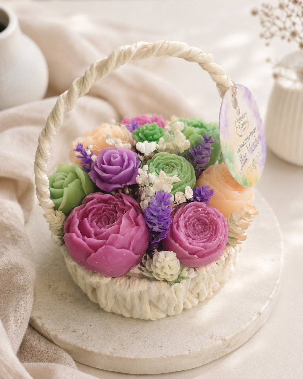 Scented Wax Flower Bouquet Baskets