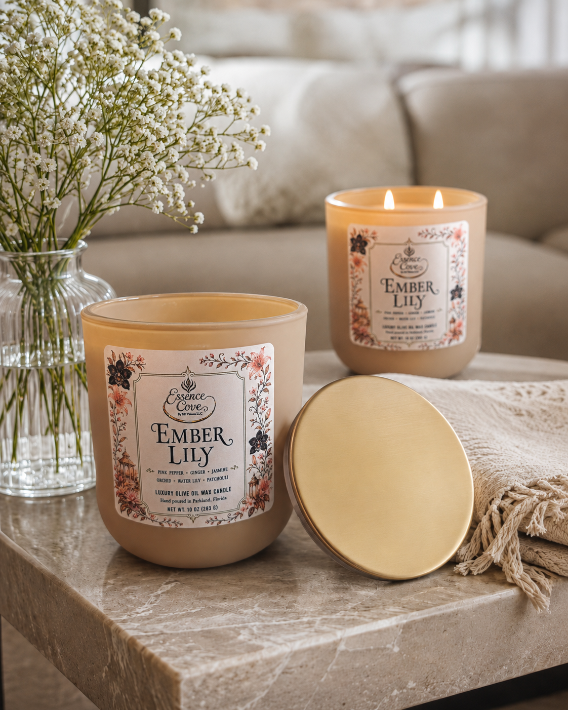 Ember Lily Luxury Olive Oil Wax Candle – 10 oz