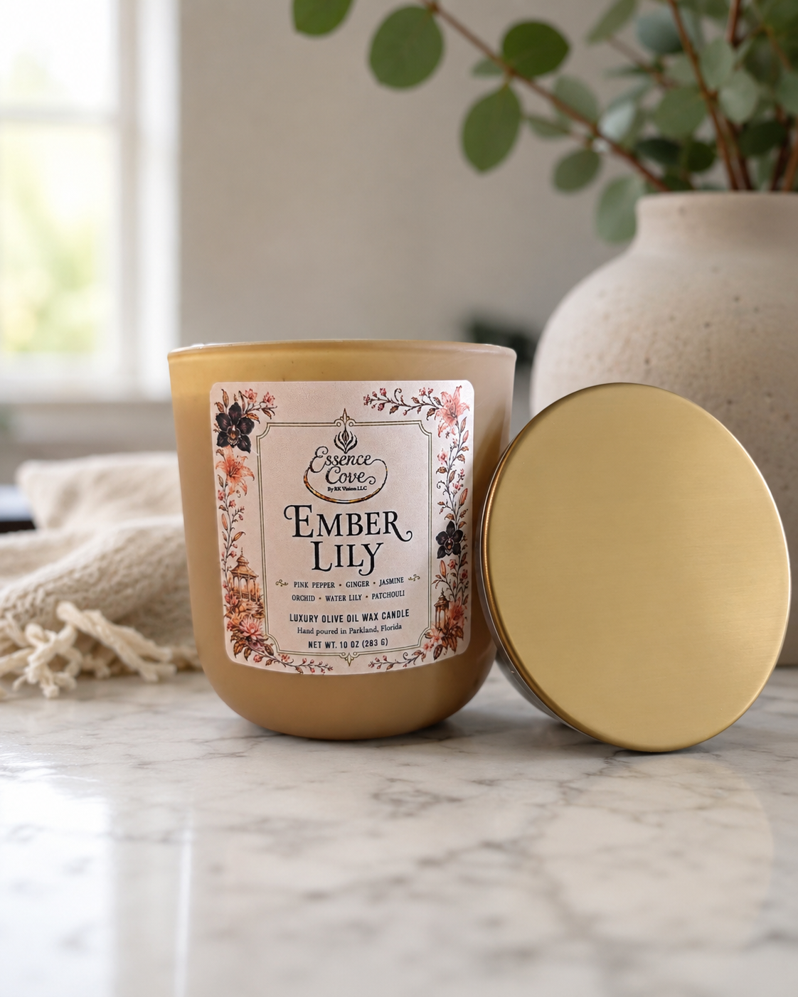 Ember Lily Luxury Olive Oil Wax Candle – 10 oz